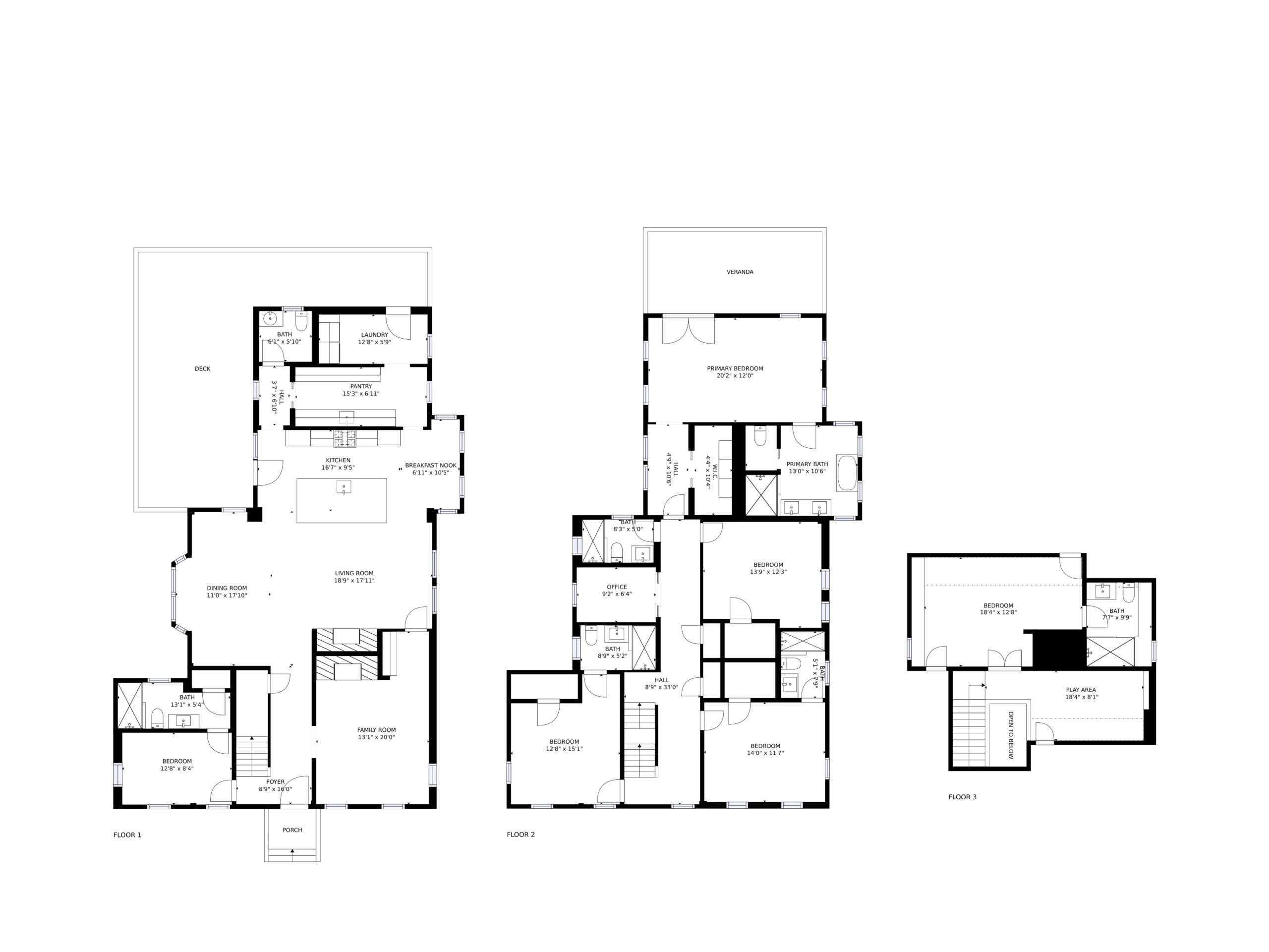 Detailed floor plan of a Nantucket real estate property.